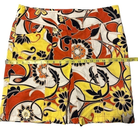 *CLEARANCE* Ann Taylor retro print yellow red linen blend pencil skirt size 8 - Picture 7 of 9